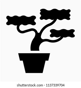 Glyph Pot bonsai tree pixel perfect vector icon