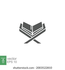 Glyph Ramadan icon copy Eid, fasting, islam, reading, the holy quran icon. Islamic al quran Muslim and Ramadan Theme. Book religion Logo Vector illustration design on white background EPS 10