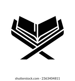 Glyph Ramadan icon copy Eid, fasting, islam, reading, the holy quran icon. Islamic al quran Muslim and Ramadan Theme. Book religion Logo Vector illustration design on white background EPS 10