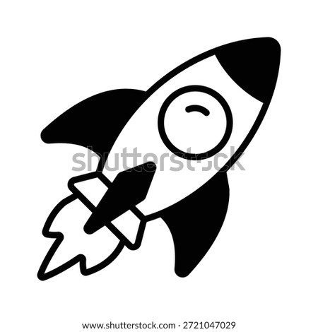 glyph rocket icon symbolizing startup success and innovation.