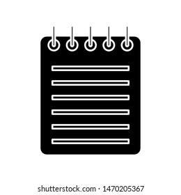 Glyph spiral notebook icon. Diary for business. School notebook. Simple vector design illustration