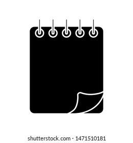 Glyph spiral notebook isolated icon. Diary for business. School notebook. Simple vector design illustration
