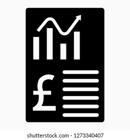 Glyph sterling balance sheet pixel perfect vector icon