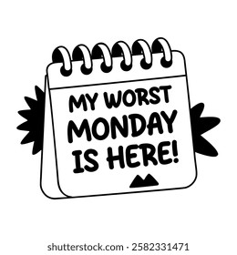 A glyph sticker of a calendar with worst monday typography 