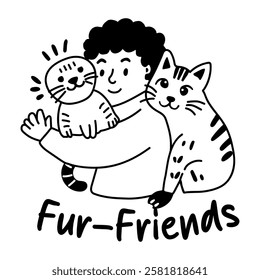 A glyph sticker of a cat lover with fur friends typography 