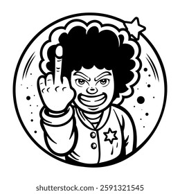 A glyph sticker of a character with abusing gesture