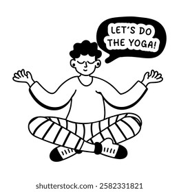 A glyph sticker of a character doing yoga 