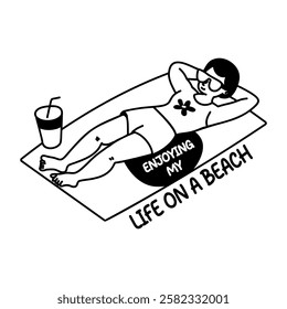 A glyph sticker of a character enjoying beach life 