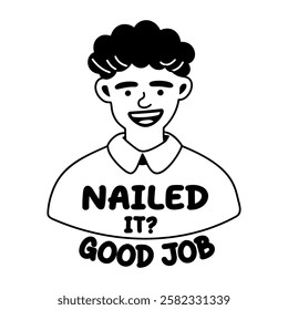 A glyph sticker of character saying good job in a sarcastic way 