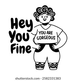 A glyph sticker of a character saying you are gorgeous 