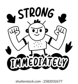A glyph sticker of a character with strong immediately typography

