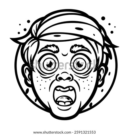 A glyph sticker of a character with unbelievable expression 