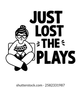 A glyph sticker of chill character with lost plays typography 