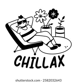A glyph sticker of chilling character 
