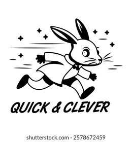 A glyph sticker of clever rabbit with typography 

