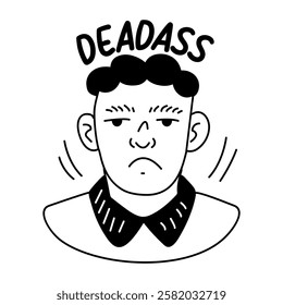 A glyph sticker of dead serious character 

