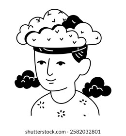 A glyph sticker of depressed character 
