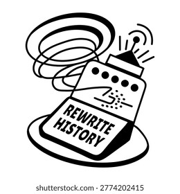 A glyph sticker of a device with rewrite history typography 
