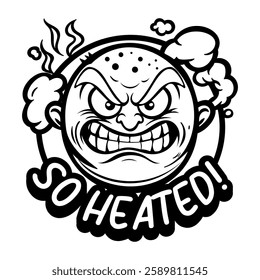 A glyph sticker of furious man with so heated typography