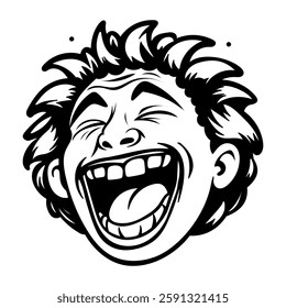 A glyph sticker of a laughing face 