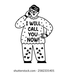 A glyph sticker of a man calling on mobile phone 