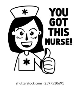 A glyph sticker of nurse with you got this typography 