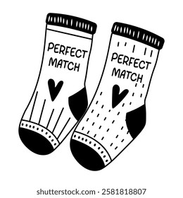 A glyph sticker of a pair of socks with perfect match typography