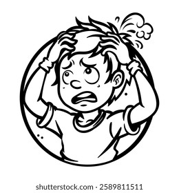 A glyph sticker of perplexed boy 