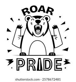 A glyph sticker showing an angry bear with roar pride text 

