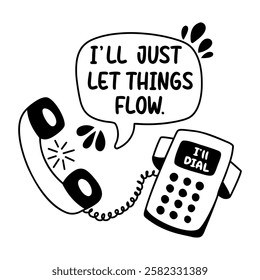 A glyph sticker of a telephone with sarcastic typography 