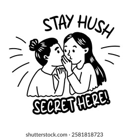 A glyph sticker of two girls sharing secrets 