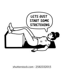 A glyph sticker of a woman doing stretching exercise 