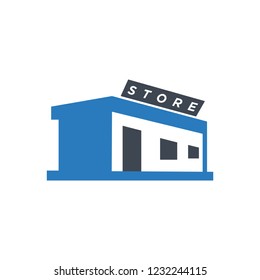 Glyph store icon vector blue