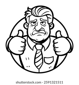 A glyph striker of a character with unenthusiastic expression 
