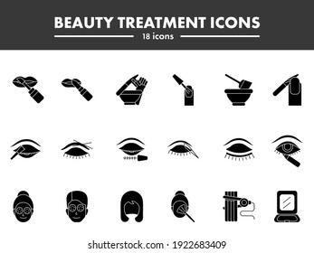 Glyph Style Beauty Treatment Icons Or Symbol Set.