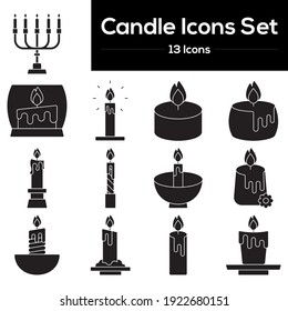 Glyph Style Candle Icons Or Symbol Set.