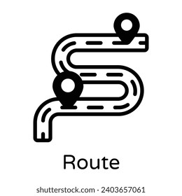 A glyph style editable icon of route 
