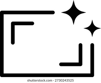 Glyph style icon of AI upscale representing artificial intelligence improving image or video resolution and quality.