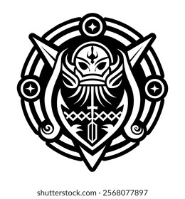 A glyph style icon of ancient sentinel symbol