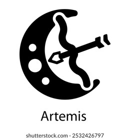 A glyph style icon of Artemis symbol 