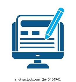 Glyph style icon of blog management. Great for digital marketing, SEO, and online business themes.