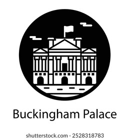 A glyph style icon of buckingham palace 