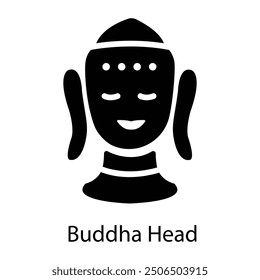 A glyph style icon of buddha head 