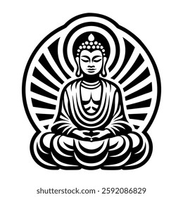 A glyph style icon of buddha statue symbol