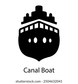 A glyph style icon of canal boat 