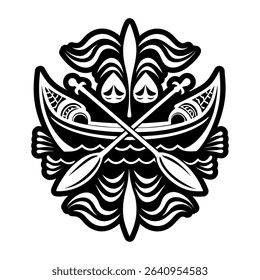 Glyph style icon of a canoe boat