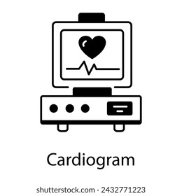 Here�s a glyph style icon of cardiogram machine