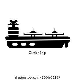 A glyph style icon of carrier ship  