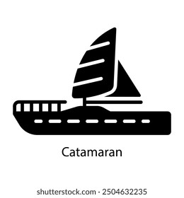 A glyph style icon of catamaran