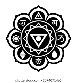 A glyph style icon of chakra elements symbol